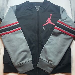 Jordan Toddler Black and Gray Bomber Jacket with Red Accents